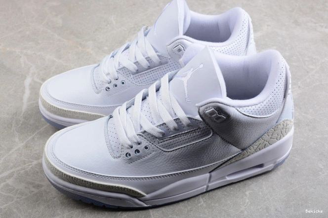 Cheap BK jordan white 136064-111 retro 3 air triple 1119